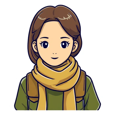 girl wearing khaki scarf  sticker