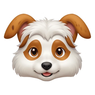White dog with brown eyes and some long body and white ears with brown spots curved on the sides sticker
