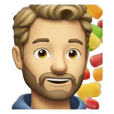 A Caucasian man eating gummies sticker