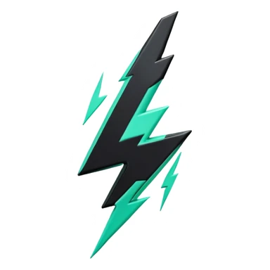 Énergie (Energy), 3D techy icon with black and mint green (#B5F4D3) color scheme, power lightning bolt with circuit patterns sticker
