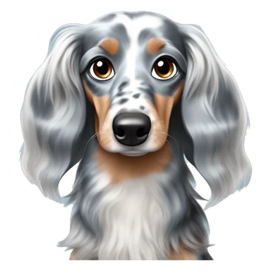long haired dapple blue merle dachshund with one blue eye sticker