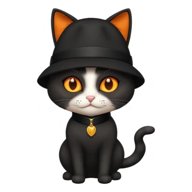 black suited catwith fes hat sticker