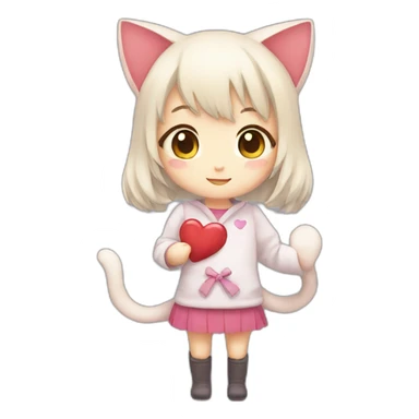neko girl with heart sticker