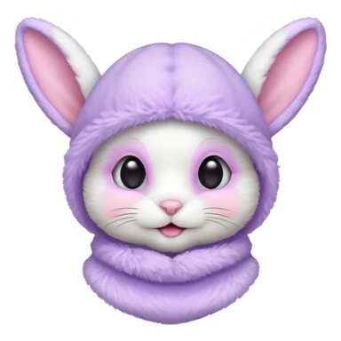 white baby bunny in a pastel lavender ski mask  sticker