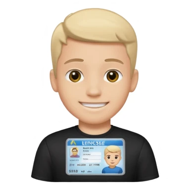 driving license of ipretty bratz emoji of a boy with a black tee sticker