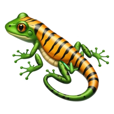 Frog with tiger body and scorpion tail and with mullet hairstyle sticker
