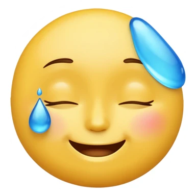 Yellow round emoji with closed eyes and a gentle smile—two wide, bright blue tears flow from under each eye. Glossy, 3D emoji style. sticker