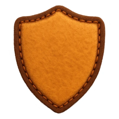 <StylePrompt>
  <Name>Felt Appliqué Plush Style</Name>
  <Description>A soft, handcrafted look inspired by plush felt fabric with visible stitching and a padded 3D texture, rendered on a solid black background.</Description>
  <VisualProperties>
    <Material>Felt</Material>
    <Texture>Soft, fuzzy, with slight fiber detail</Texture>
    <Stitching>
      <Type>Thick thread</Type>
      <Color>Orange or slightly darker tone than fabric</Color>
      <Pattern>Uniform running stitch along outer edge</Pattern>
    </Stitching>
    <Padding>High, plush-like 3D depth</Padding>
    <Edges>Rounded corners</Edges>
    <ColorPalette>
      <Primary>Warm yellow/orange tones</Primary>
      <Accent>Brown or dark orange for facial features and outline</Accent>
      <Background>Black</Background>
    </ColorPalette>
  </VisualProperties>
  <Rendering>
    <Lighting>Soft, even studio lighting</Lighting>
    <Shadows>Subtle drop shadows for depth</Shadows>
    <Perspective>Flat front-facing, symmetrical if applicable</Perspective>
  </Rendering>
  <Applicability>
    <SubjectType>Any object, animal, or letterform</SubjectType>
    <OutputFormat>Icon, emoji, patch-style graphic</OutputFormat>
  </Applicability>
</StylePrompt>

{subject} = shield sticker