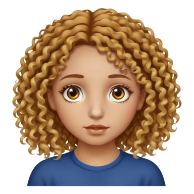 A girl with brown curly hair and blonde edges side parted with hazel central heterochromia eyes and a nose ring sticker