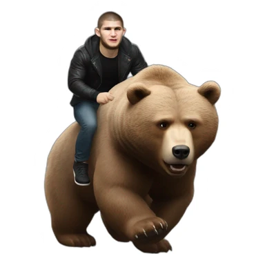 khabib nurmagomedov riding a bear Russia  sticker