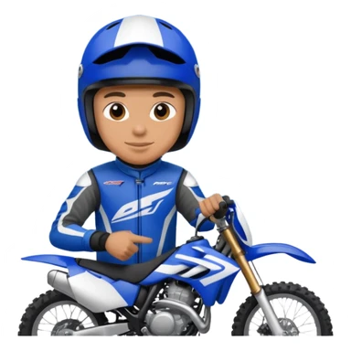 dirtbike rider in blue gear signing autographs sticker