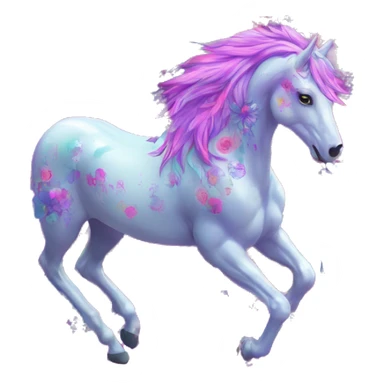 Trippy patchwork transparent Zombie Pegasus unicorn psychedelic flowers floral groovy art neon rave raving sticker