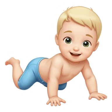 happy and playful baby crawling on the floor sticker