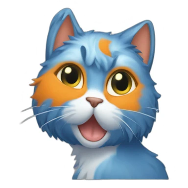 cat-blue-hair-hold-tangerine sticker