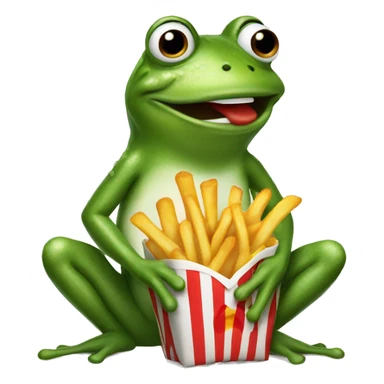 Frog eating fries sticker