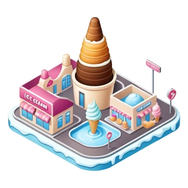 Isometric ice cream factory, no people  sticker