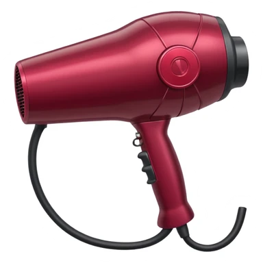 burgundy blow dryer with a ribbon sticker