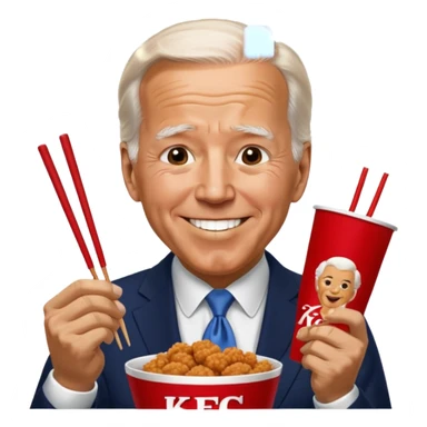 Joe Biden eating KFC with chopsticks sticker