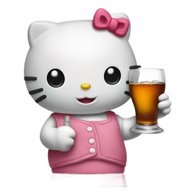 Cute aesthetic Hello Kitty, drinking Hennessy ￼ sticker