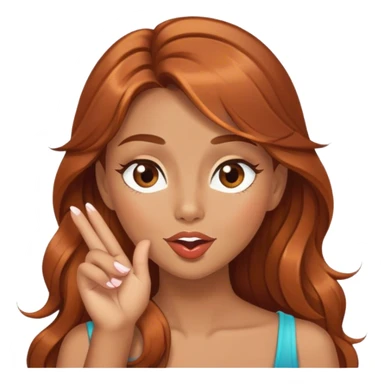 Girl with long brown copper hair, brow eyes, blowing a kiss and winking sticker