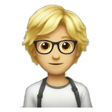 Blondie Boy with hug hair wearing glasses and blink one eye sticker