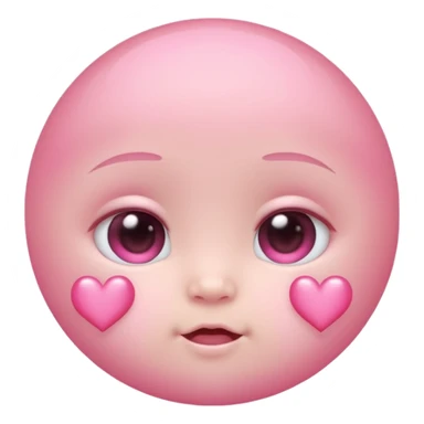 a baby pastel pink love face emoji with pink hearts in the eyes and a glowing baby pink gradient behind it  sticker