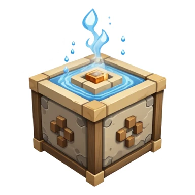 crafting table with tools, stone, wood, glass, sand, steam, water... like a minecraft style cube crafting table 100% like a minecraft table crafting sticker