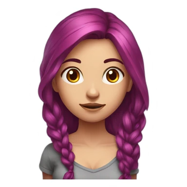 gamer girl with long red and purple hair playing game sticker