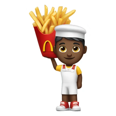 white skin mcdonalds worker putting the fries in the bag sticker