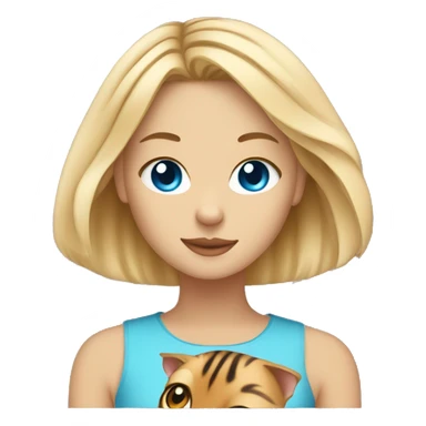 blonde girl with blue eyes and a bengal cat sticker
