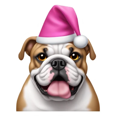 English bulldog wearing a pink Christmas hat  sticker