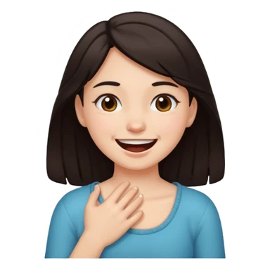 Girl smiling choking herself sticker