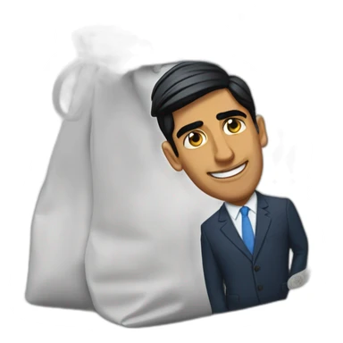 Rishi Sunak short trousers bag of money sticker