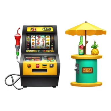 A hookah on a slotmachine and a taxi sticker