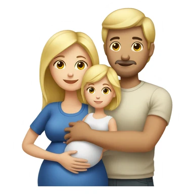 european Family;blonde-haired-pregnant-mother, black-haired-dad sticker