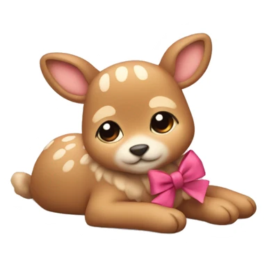 cute little dear laying down with bows sticker