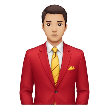 "A bust of a professional man wearing a red blazer with yellow accents, a yellow dress shirt, and a red tie, symbolizing career growth and opportunities. He has a confident expression, short well-groomed hair, and a determined look. Behind him, a financial or business growth chart (📈) with a bold red upward-trending arrow is displayed, reinforcing the theme of progress and success. The background is minimalistic, with clean lines focusing on the man’s upper torso and the business chart. The overall design is modern, professional, and business-oriented. sticker
