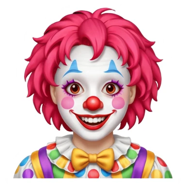Clown – Bright makeup, red nose, colorful wig, exaggerated smile sticker