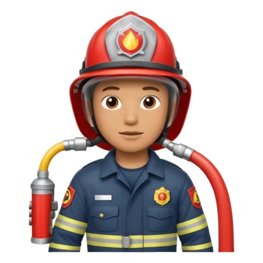 A firefighter extinguishing a party sticker