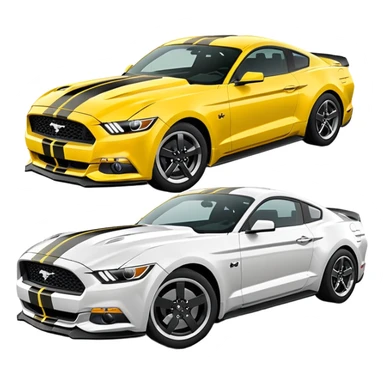 Ford Mustang with center black strip design and in written 309 and in front real pony logo in yellow  sticker
