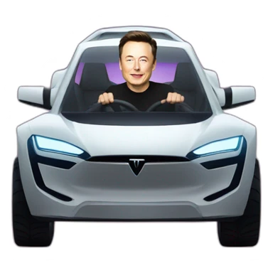 Elon musk riding in a Tesla cyber truck  sticker