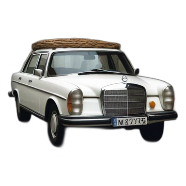 trip around galicia in a old white mercedes benz 1975 seafood sticker