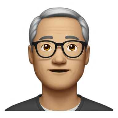 Middle aged Asian man with no facial hair thick round black glasses and lists of freckles sticker