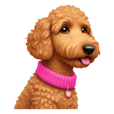 Ginger golden doodle with a hot pink collar and baby pink sweater sticker