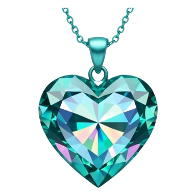 teal diamond heart shaped pendant holographic sticker