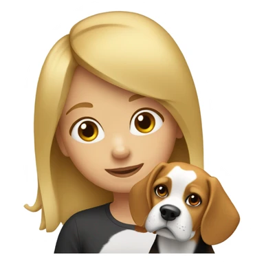 blonde girl with beagle dog  sticker