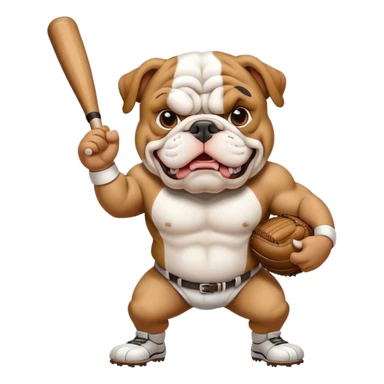 Bulldog playing baseball  sticker