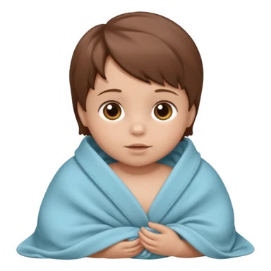baby wrapped in blanket, redo same pictures but with brown hair sticker