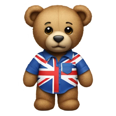 Teddy bear with Union Jack shirt with Union Jack flag sticker
