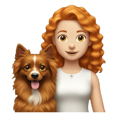 Ginger girl with wavy hair and black spitz sticker